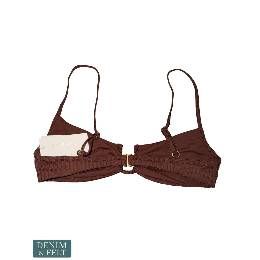 NEW L*Space Ribbed U-Wire Bikini Top Chocolate Brown Eco Chic Swimwear